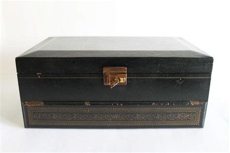 vintage black jewelry box with metal|vintage wooden jewellery boxes.